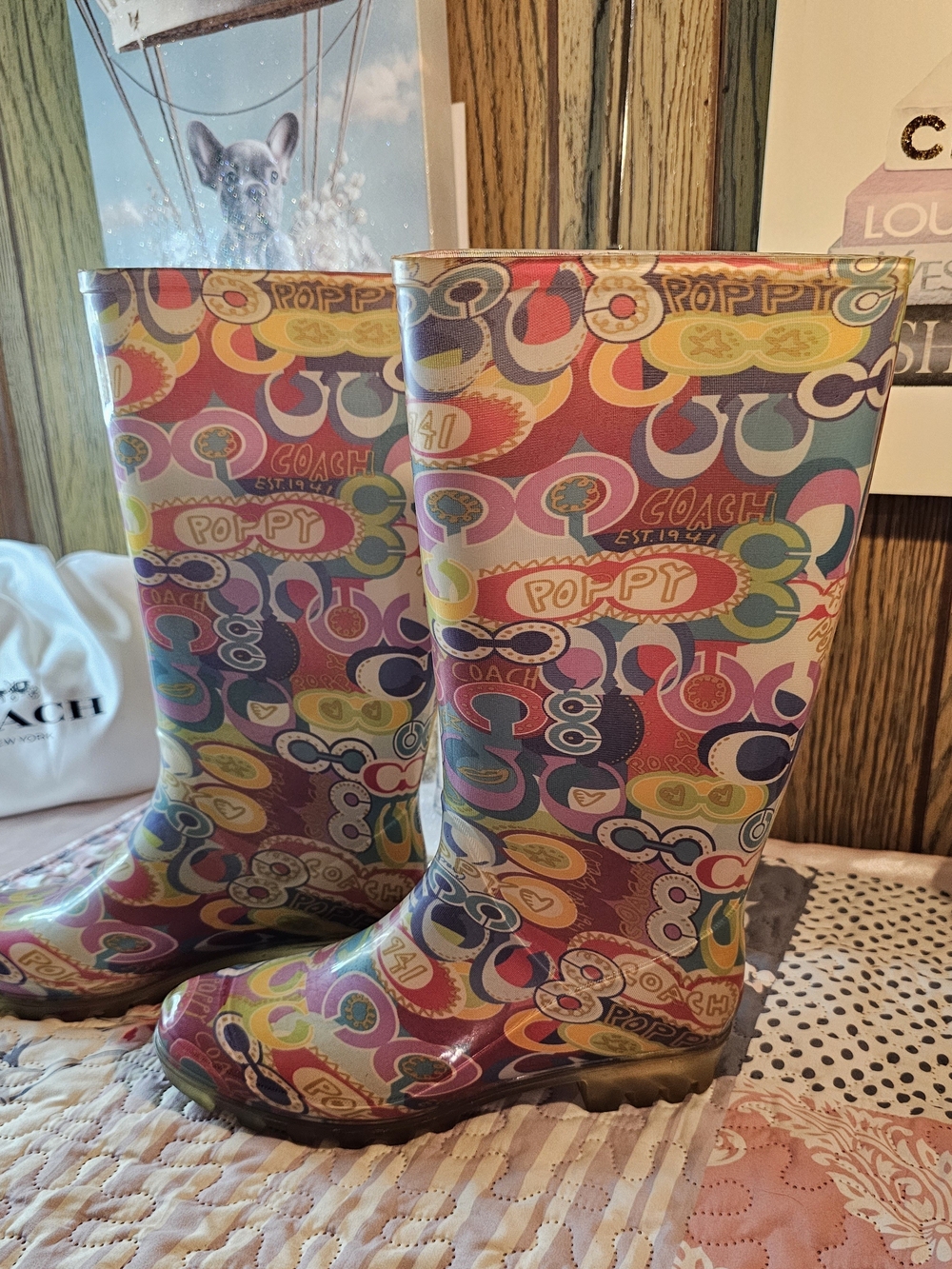 Coach Poppy Logo Tall Rain Boots